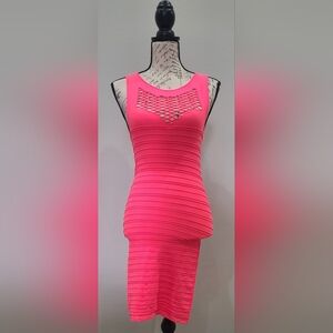 Bebe Pink Bodycon Dress With Open Detail On Back